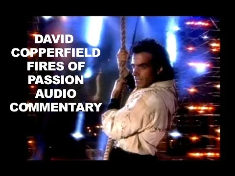 David Copperfield lors de son évasion Burning Rope, suspendu au-dessus des flammes